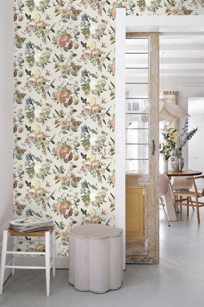 ESTAhome Tapete Blumenmuster Beige - 53 cm x 10.05 m - 139544