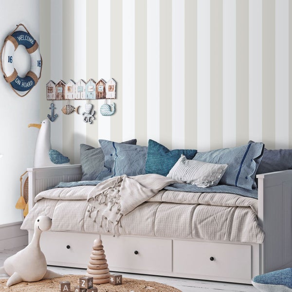 Sanders und Sanders Tapete Streifen Beige und Weiß - 53 cm x 10.05 m - 640659