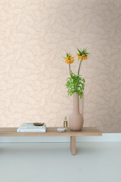 ESTAhome Tapete Mohnblumen Beige - 53 cm x 10.05 m - 139705