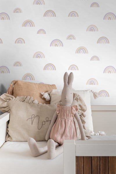 ESTAhome Tapete Regenbogen Violett und Beige und Weiß - 0.53 x 10.05 m - 139683