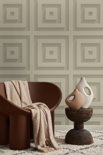 Origin Wallcoverings Tapete 3D-Quadrate Hellbeige - 50 x 900 cm - 347973
