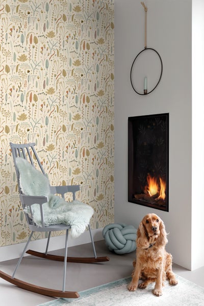 ESTAhome Tapete Feldblumen Olivgrün - 50 x 900 cm - 131163