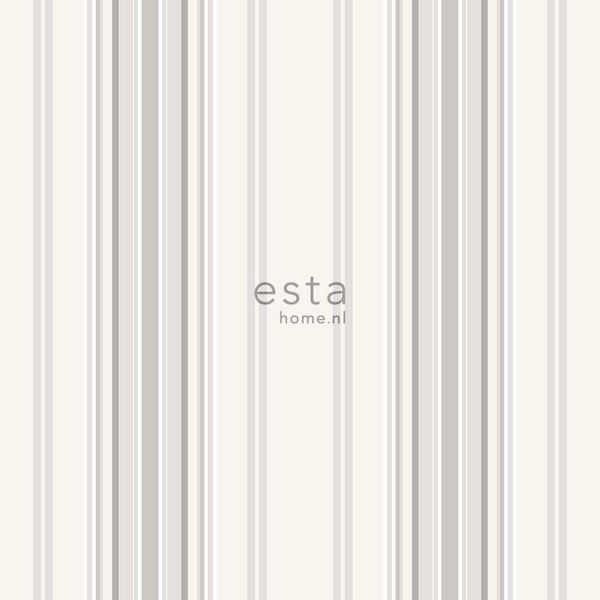 ESTAhome Tapete Streifen Grau und Beige - 53 cm x 10.05 m - 138805