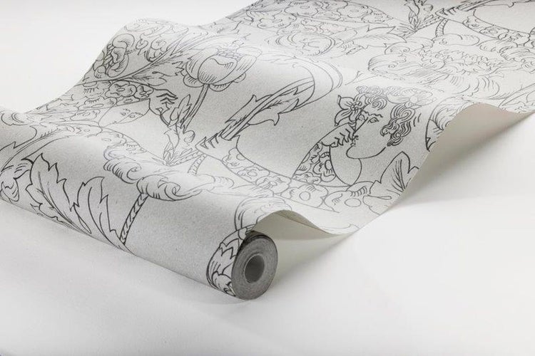 Borastapeter Tapete menschlichen Silhouetten Grau - 49 cm x 10.05 m - 660803