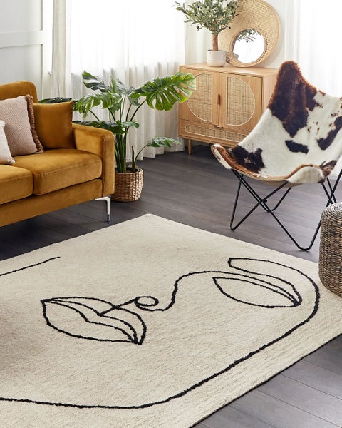 Teppich BAYIR Beige 160 x 230 cm Baumwolle