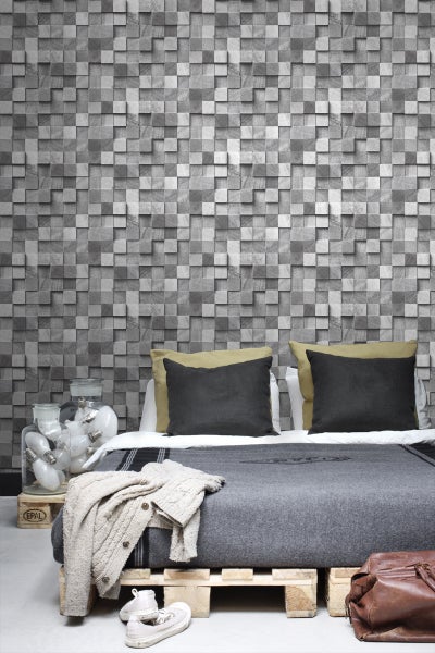 ESTAhome Tapete 3D Holzoptik Grau - 53 cm x 10.05 m - 138527
