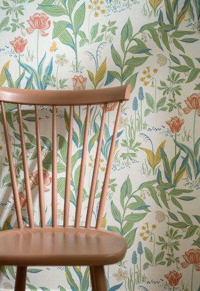 Borastapeter Tapete Blumen Grün und Weiß - 53 cm x 10.05 m - 660423