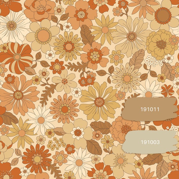 ESTAhome Tapete Retro Blumen Orange - 53 cm x 10.05 m - 130963