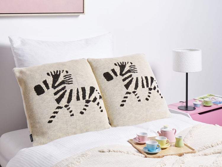 Dekokissen Zebramuster Baumwolle beige 45 x 45 cm 2er Set JABORI