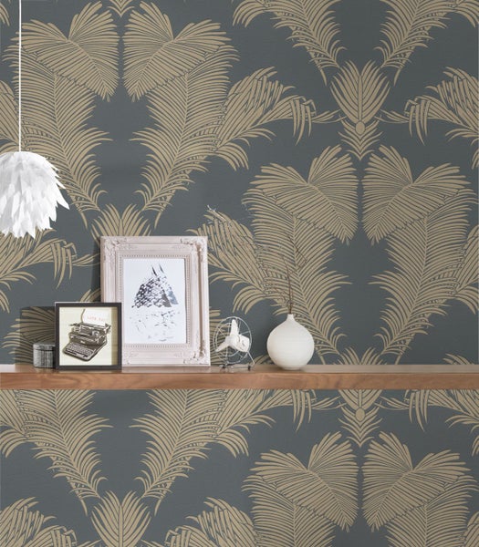 Detailansicht einer Tapete mit Palmenblattmuster