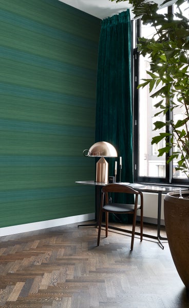 Origin Wallcoverings Tapete Gewebeoptik mit Farbverlauf Meeresgrün - 53 cm x 10.05 m - 347753