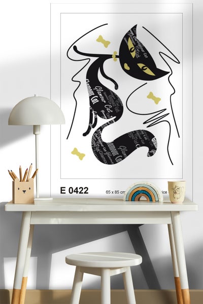 Dekorative Illustration eines glamourösen Kätzchens, gerahmt, 65 x 85 cm