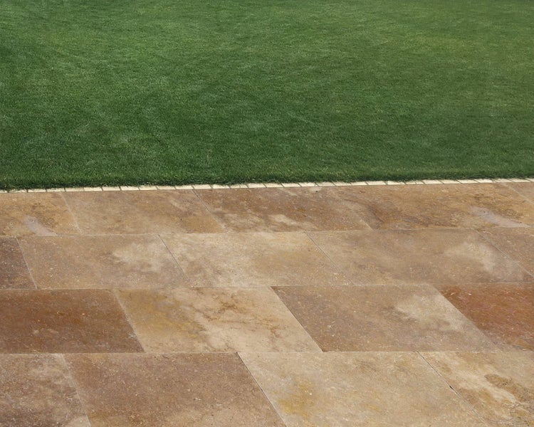 Wohnrausch Travertin Terrassenplatten GOLDEN BROWN 61 x 40,6 x 3 cm, getrommelt, braun, gelb, gold