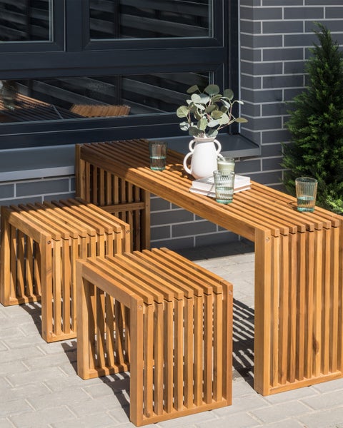 Gartenhocker 3er Set BELLANO Akazienholz Braun