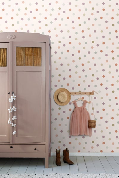ESTAhome Tapete Punktmuster Rosa und Mehrfarbig - 50 x 900 cm - 131624