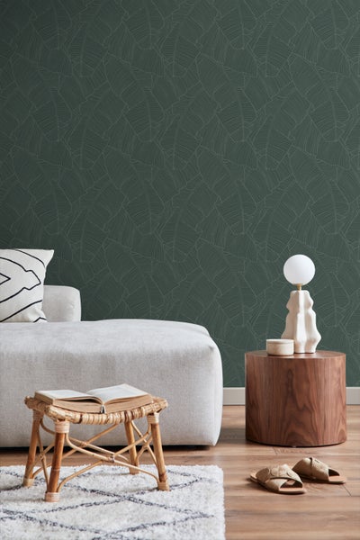 ESTAhome Tapete Blätter Dunkelgrün - 50 x 900 cm - 130935