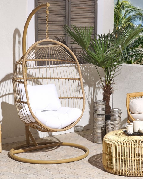 Hängesessel mit Gestell ALBA Polyrattan Naturfarben