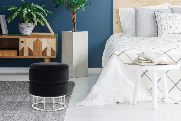 Hocker elegant, mit Stauraum Schwarz Rund Ø 37,5 cm
