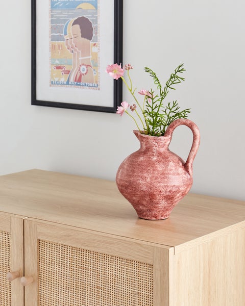 Blumenvase SAURY Steinzeug 19 cm Rot