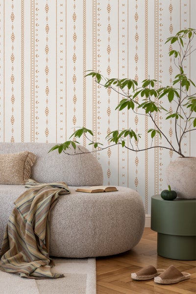 Sanders und Sanders Tapete ethnische Motive Beige und Ockergelb - 53 cm x 10 m - 640524