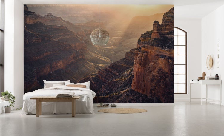 Fototapete mit Berglandschaft im Schlafzimmer