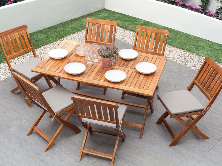 Gartenmöbel Set 6-Sitzer CENTO inkl. Kissen Akazienholz Braun