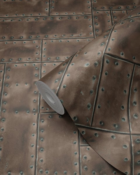 Origin Wallcoverings Tapete Metallplatten Rostbraun - 53 cm x 10.05 m - 337239