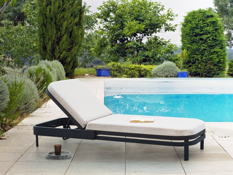 Sonnenliege mit Kissen NETTUNO Metall Hellbeige