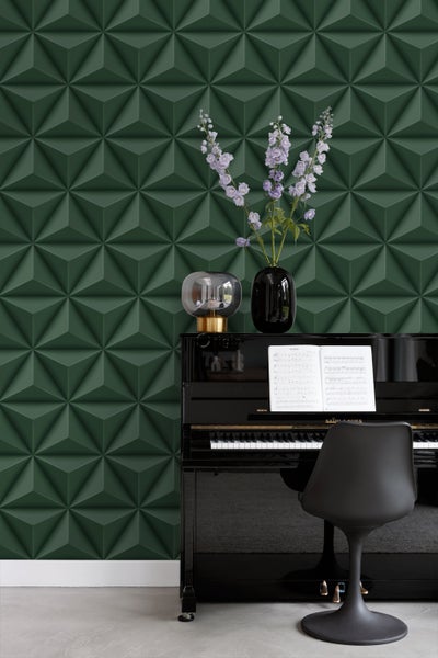 Origin Wallcoverings Tapete 3D-Muster Dunkelgrün - 0,53 x 10,05 m - 347818