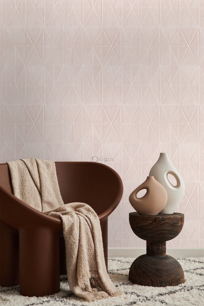 Origin Wallcoverings Tapete Origami-Muster Hellrosa - 53 cm x 10.05 m - 347856