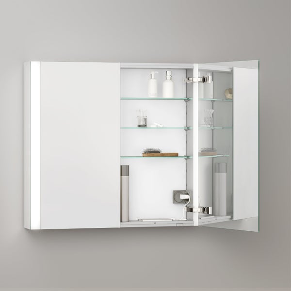 KEUCO Royal Mia Aufputz-LED-Spiegelschrank 80cm, 2 Türen, Seiten verspiegelt