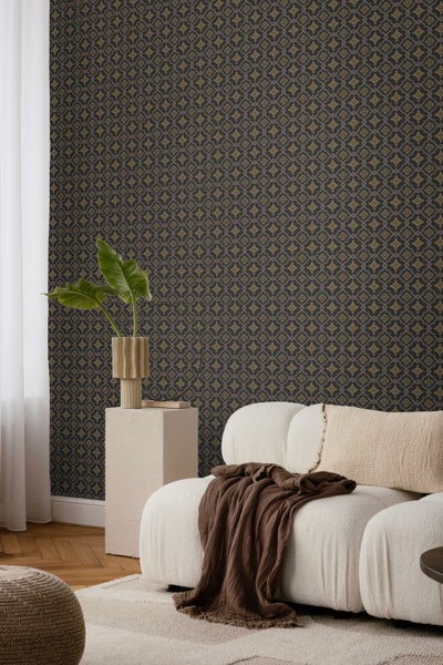 Duro Tapete Fliesenmuster Schwarz - 53 cm x 10.05 m - 661182