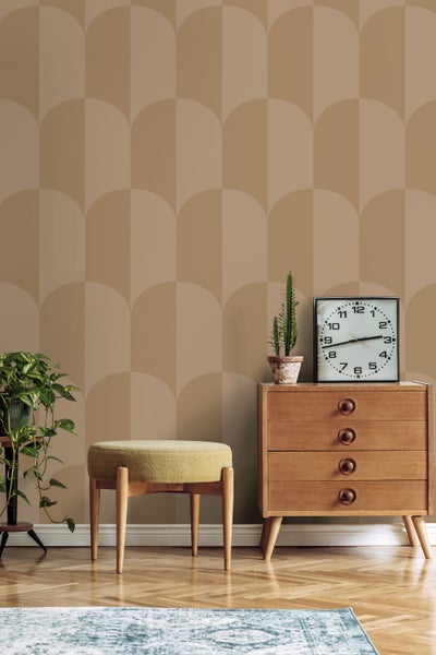 ESTAhome Tapete Art Decó Muster Beigebraun - 50 x 900 cm - 131236