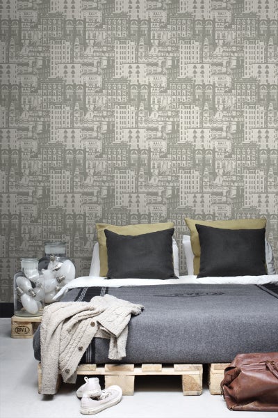 ESTAhome Tapete Gebäude Taupe - 53 cm x 10.05 m - 138224