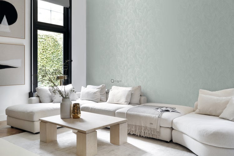 Origin Wallcoverings Tapete Palmenblätter Seladongrün - 53 cm x 10.05 m - 347742