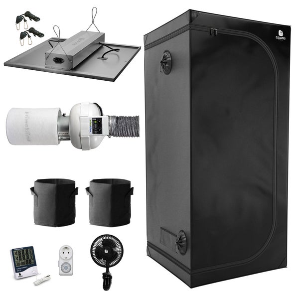 Caluma Premium Growbox Komplettset 80x80x180 cm, 240W LED, PK Lüfter, für 2 Pflanzen
