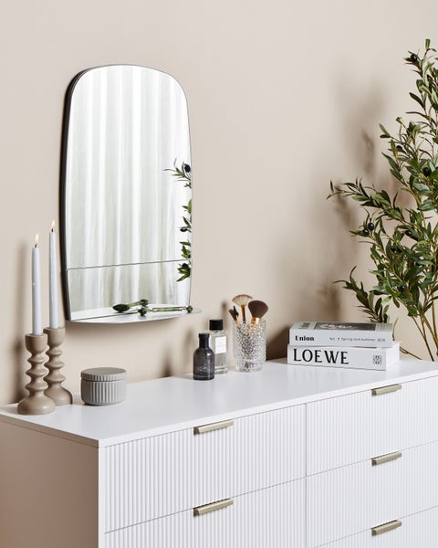 Wandspiegel mit Ablage BRANNAY 40 cm 60 cm Silber