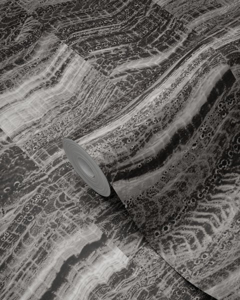 Origin Wallcoverings Tapete Zick-Zack-Mamorstreifen Schwarz - 53 cm x 10.05 m - 337250