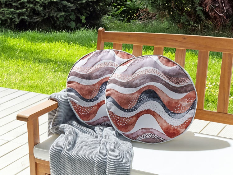 Gartenkissen 2er Set SEBORGA Abstraktes Muster 40 x 40 cm Braun