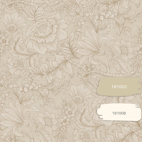 ESTAhome Tapete Blumenmuster Beige - 53 cm x 10.05 m - 139795