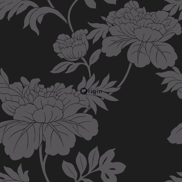 Origin Wallcoverings Tapete Blumen Schwarz - 53 cm x 10.05 m - 345927
