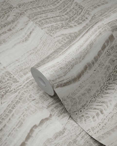 Origin Wallcoverings Tapete Zick-Zack-Mamorstreifen Hellgrau - 53 cm x 10.05 m - 337246