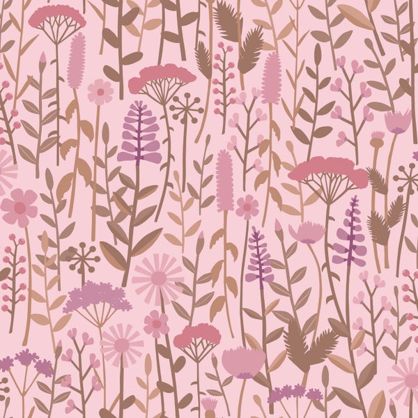 ESTAhome Tapete Feldblumen Rosa - 50 x 900 cm - 131551