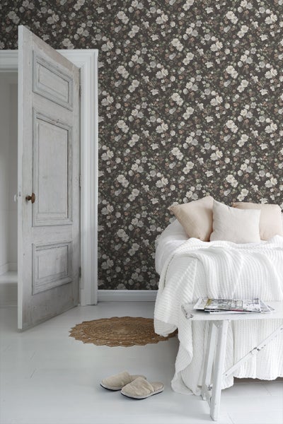 Borastapeter Tapete Blumen Grau - 53 cm x 10.05 m - 660285