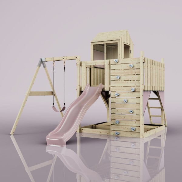 PolarPlay Spielturm Ole aus Holz in Rosa,