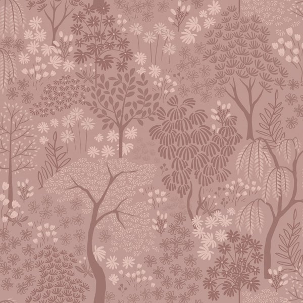 ESTAhome Tapete Bäumen und Blumen Terrakottarosa - 50 x 900 cm - 131647