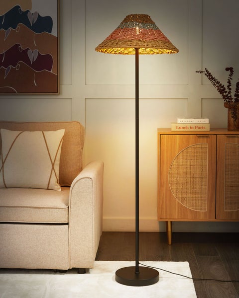 Stehlampe KYOGA Geflecht Beige