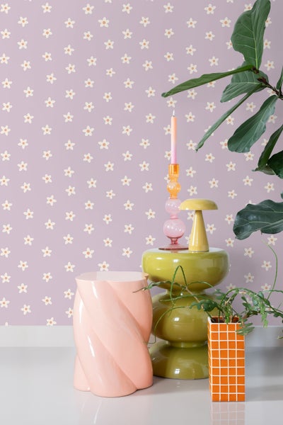ESTAhome Tapete Gänseblümchen Violett - 53 cm x 10.05 m - 131114