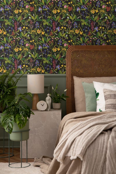 Borastapeter Tapete Feldblumen Schwarz und Mehrfarbig - 53 cm x 10.05 m - 660735