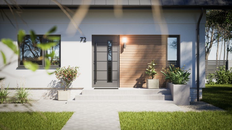 FM TÜREN Noah 68 Aluminium-Stahl Haustür Anthrazit Blackline 1000 x 2100 mm Links